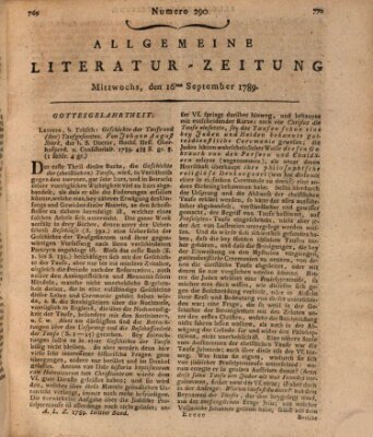 Allgemeine Literatur-Zeitung (Literarisches Zentralblatt für Deutschland) Mittwoch 16. September 1789