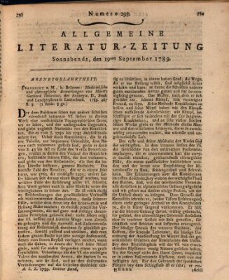 Allgemeine Literatur-Zeitung (Literarisches Zentralblatt für Deutschland) Samstag 19. September 1789