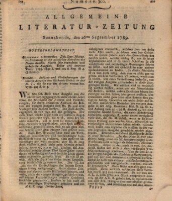 Allgemeine Literatur-Zeitung (Literarisches Zentralblatt für Deutschland) Samstag 26. September 1789