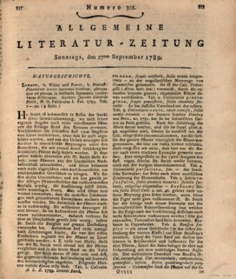 Allgemeine Literatur-Zeitung (Literarisches Zentralblatt für Deutschland) Sonntag 27. September 1789