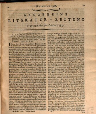 Allgemeine Literatur-Zeitung (Literarisches Zentralblatt für Deutschland) Freitag 2. Oktober 1789