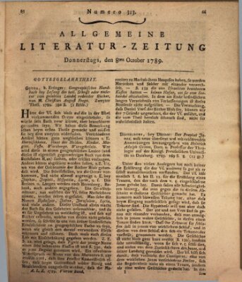 Allgemeine Literatur-Zeitung (Literarisches Zentralblatt für Deutschland) Donnerstag 8. Oktober 1789