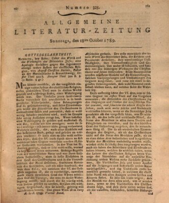 Allgemeine Literatur-Zeitung (Literarisches Zentralblatt für Deutschland) Sonntag 18. Oktober 1789