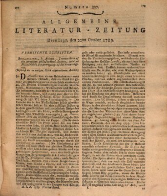 Allgemeine Literatur-Zeitung (Literarisches Zentralblatt für Deutschland) Dienstag 20. Oktober 1789