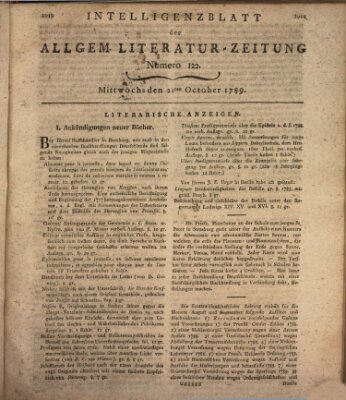 Allgemeine Literatur-Zeitung (Literarisches Zentralblatt für Deutschland) Mittwoch 21. Oktober 1789