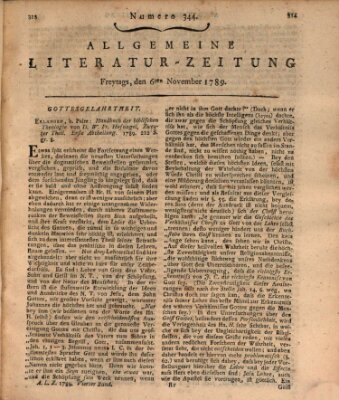 Allgemeine Literatur-Zeitung (Literarisches Zentralblatt für Deutschland) Freitag 6. November 1789