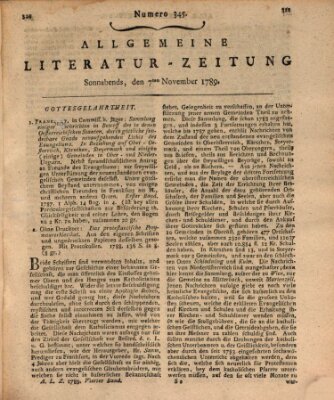 Allgemeine Literatur-Zeitung (Literarisches Zentralblatt für Deutschland) Samstag 7. November 1789