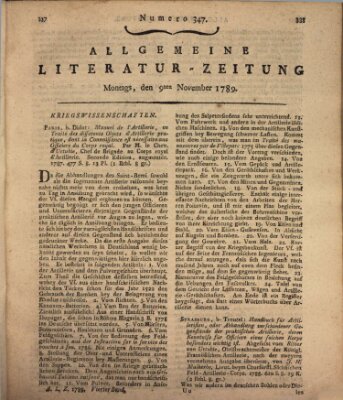 Allgemeine Literatur-Zeitung (Literarisches Zentralblatt für Deutschland) Montag 9. November 1789