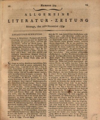 Allgemeine Literatur-Zeitung (Literarisches Zentralblatt für Deutschland) Montag 16. November 1789