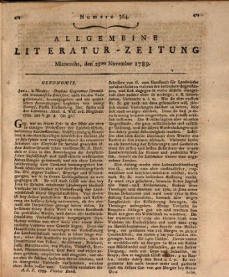 Allgemeine Literatur-Zeitung (Literarisches Zentralblatt für Deutschland) Mittwoch 25. November 1789