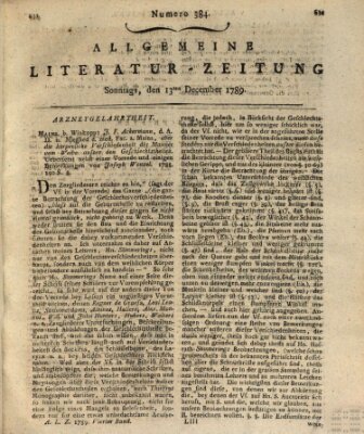 Allgemeine Literatur-Zeitung (Literarisches Zentralblatt für Deutschland) Sonntag 13. Dezember 1789