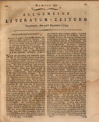 Allgemeine Literatur-Zeitung (Literarisches Zentralblatt für Deutschland) Samstag 19. Dezember 1789