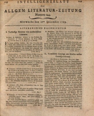 Allgemeine Literatur-Zeitung (Literarisches Zentralblatt für Deutschland) Mittwoch 16. Dezember 1789