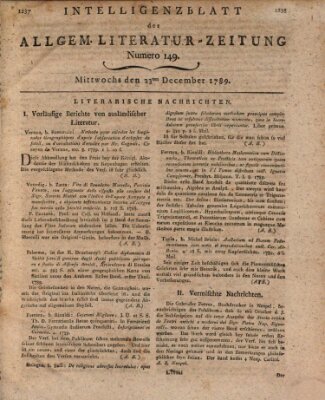 Allgemeine Literatur-Zeitung (Literarisches Zentralblatt für Deutschland) Mittwoch 23. Dezember 1789