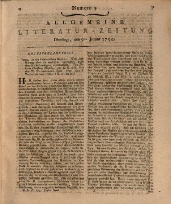 Allgemeine Literatur-Zeitung (Literarisches Zentralblatt für Deutschland) Dienstag 5. Januar 1790