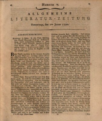 Allgemeine Literatur-Zeitung (Literarisches Zentralblatt für Deutschland) Donnerstag 7. Januar 1790