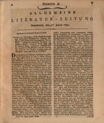 Allgemeine Literatur-Zeitung (Literarisches Zentralblatt für Deutschland) Samstag 9. Januar 1790