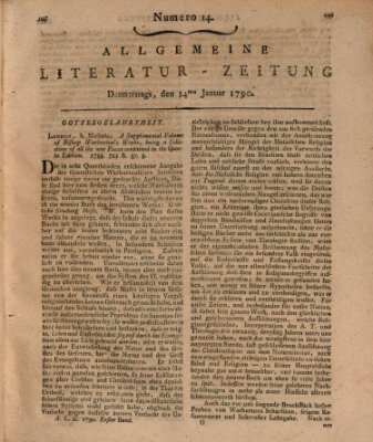 Allgemeine Literatur-Zeitung (Literarisches Zentralblatt für Deutschland) Donnerstag 14. Januar 1790