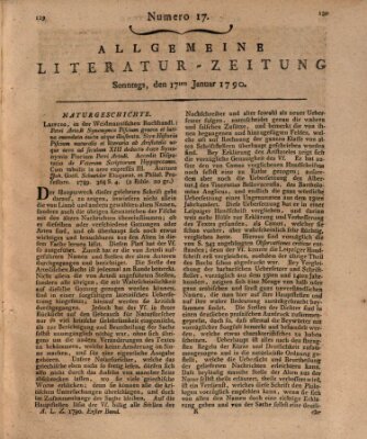 Allgemeine Literatur-Zeitung (Literarisches Zentralblatt für Deutschland) Sonntag 17. Januar 1790