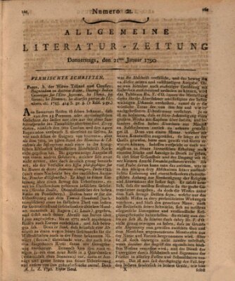 Allgemeine Literatur-Zeitung (Literarisches Zentralblatt für Deutschland) Donnerstag 21. Januar 1790