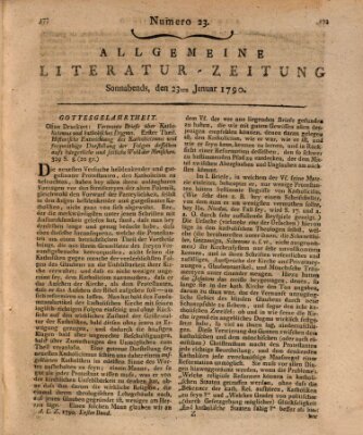 Allgemeine Literatur-Zeitung (Literarisches Zentralblatt für Deutschland) Samstag 23. Januar 1790