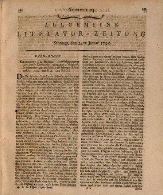 Allgemeine Literatur-Zeitung (Literarisches Zentralblatt für Deutschland) Sonntag 24. Januar 1790