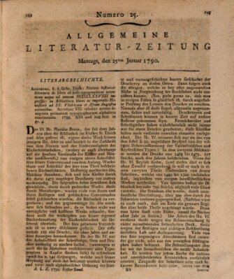 Allgemeine Literatur-Zeitung (Literarisches Zentralblatt für Deutschland) Montag 25. Januar 1790