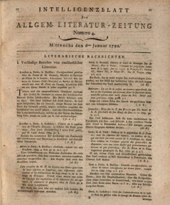 Allgemeine Literatur-Zeitung (Literarisches Zentralblatt für Deutschland) Mittwoch 6. Januar 1790