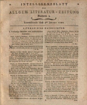 Allgemeine Literatur-Zeitung (Literarisches Zentralblatt für Deutschland) Samstag 9. Januar 1790