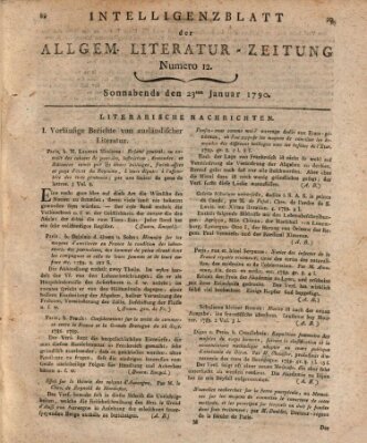 Allgemeine Literatur-Zeitung (Literarisches Zentralblatt für Deutschland) Samstag 23. Januar 1790