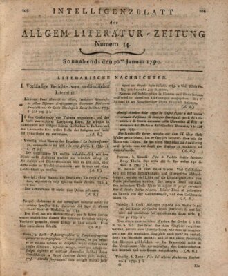 Allgemeine Literatur-Zeitung (Literarisches Zentralblatt für Deutschland) Samstag 30. Januar 1790