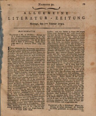 Allgemeine Literatur-Zeitung (Literarisches Zentralblatt für Deutschland) Montag 1. Februar 1790