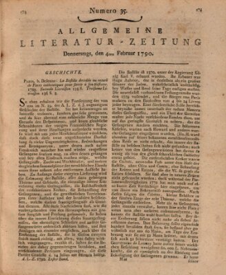 Allgemeine Literatur-Zeitung (Literarisches Zentralblatt für Deutschland) Donnerstag 4. Februar 1790