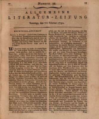 Allgemeine Literatur-Zeitung (Literarisches Zentralblatt für Deutschland) Sonntag 7. Februar 1790