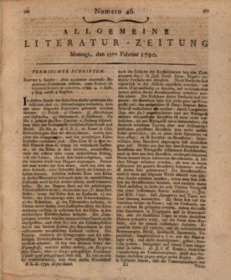 Allgemeine Literatur-Zeitung (Literarisches Zentralblatt für Deutschland) Montag 15. Februar 1790