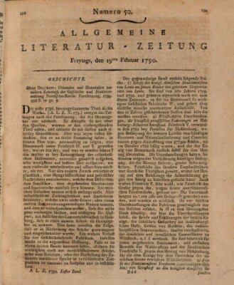 Allgemeine Literatur-Zeitung (Literarisches Zentralblatt für Deutschland) Freitag 19. Februar 1790