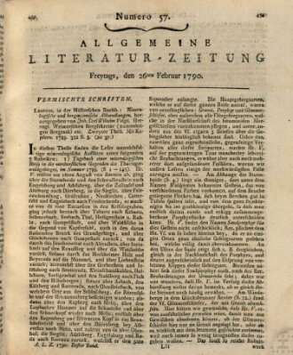 Allgemeine Literatur-Zeitung (Literarisches Zentralblatt für Deutschland) Freitag 26. Februar 1790