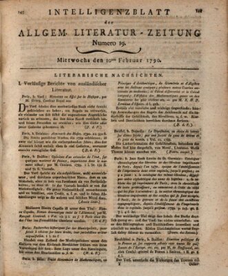 Allgemeine Literatur-Zeitung (Literarisches Zentralblatt für Deutschland) Mittwoch 10. Februar 1790