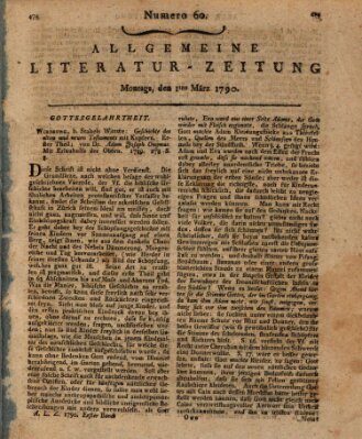 Allgemeine Literatur-Zeitung (Literarisches Zentralblatt für Deutschland) Montag 1. März 1790