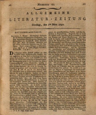 Allgemeine Literatur-Zeitung (Literarisches Zentralblatt für Deutschland) Dienstag 2. März 1790