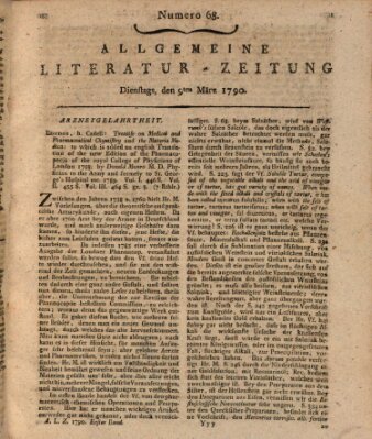 Allgemeine Literatur-Zeitung (Literarisches Zentralblatt für Deutschland) Dienstag 9. März 1790