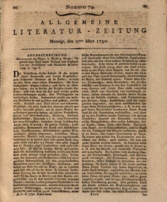 Allgemeine Literatur-Zeitung (Literarisches Zentralblatt für Deutschland) Montag 15. März 1790