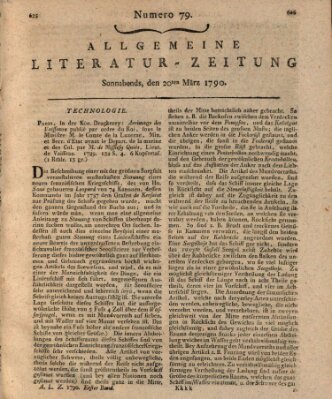 Allgemeine Literatur-Zeitung (Literarisches Zentralblatt für Deutschland) Samstag 20. März 1790