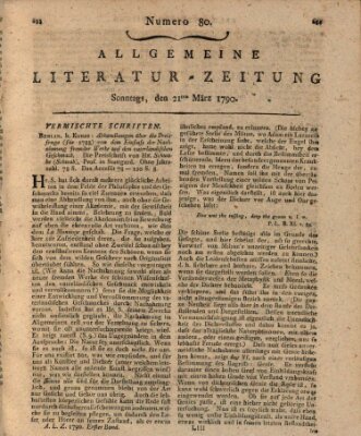 Allgemeine Literatur-Zeitung (Literarisches Zentralblatt für Deutschland) Sonntag 21. März 1790