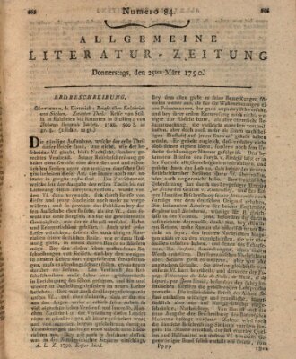 Allgemeine Literatur-Zeitung (Literarisches Zentralblatt für Deutschland) Donnerstag 25. März 1790