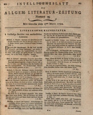 Allgemeine Literatur-Zeitung (Literarisches Zentralblatt für Deutschland) Mittwoch 17. März 1790