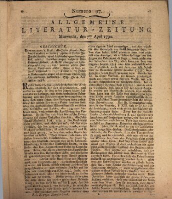 Allgemeine Literatur-Zeitung (Literarisches Zentralblatt für Deutschland) Mittwoch 7. April 1790