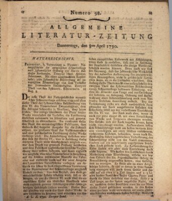 Allgemeine Literatur-Zeitung (Literarisches Zentralblatt für Deutschland) Donnerstag 8. April 1790