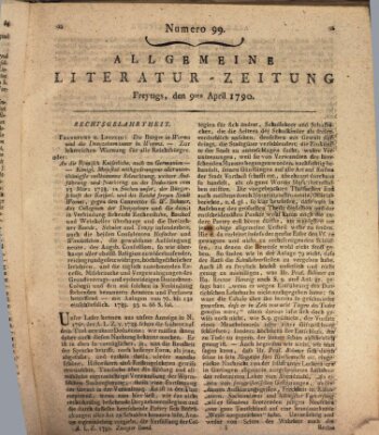 Allgemeine Literatur-Zeitung (Literarisches Zentralblatt für Deutschland) Freitag 9. April 1790