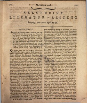 Allgemeine Literatur-Zeitung (Literarisches Zentralblatt für Deutschland) Freitag 16. April 1790